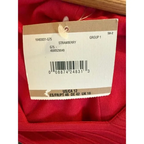 Anne Klein Size 12 Short Sleeve Knee Length Skater Dress Strawberry Red Textured - Picture 8 of 8